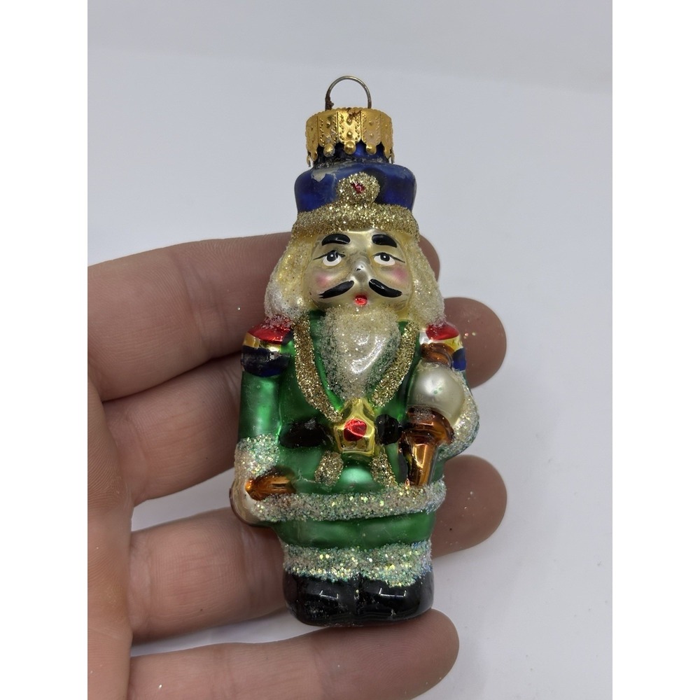 Nutcracker Toy Soldier Hand Crafted Glass Christmas Tree Ornament Read*